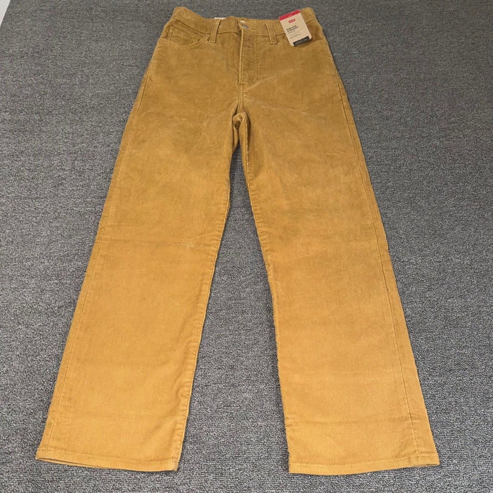 NWT Levis Ribcage High Rise Straight Ankle Corduroy Pants Mustard Tan 26x27 NEW